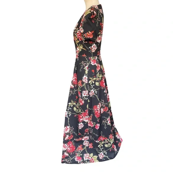 GOOP G. Label Rita Round-Neck Gown in Black Ground Floral - Picture 9 of 14